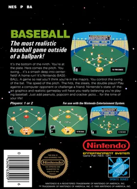 Baseball (USA, Europe) (GameCube Edition) box cover back